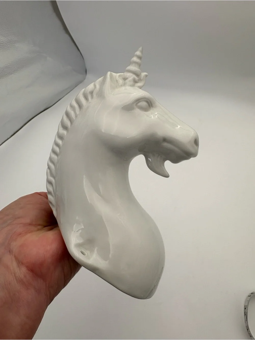 White Glazed Ceramic Unicorn Hook